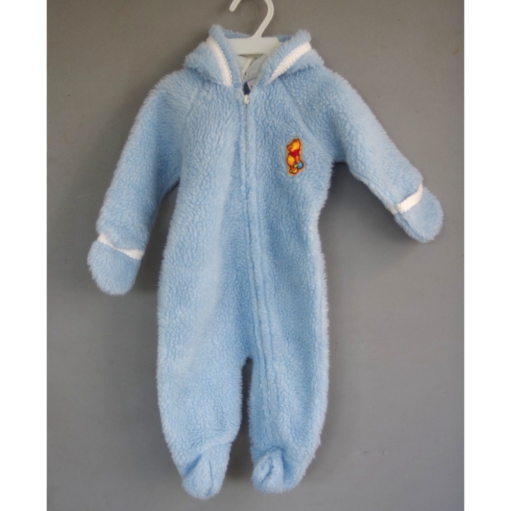 Vintage‎ Winnie the Pooh Disney Baby Blue Sleeper Outerwear EUC Embroidered
